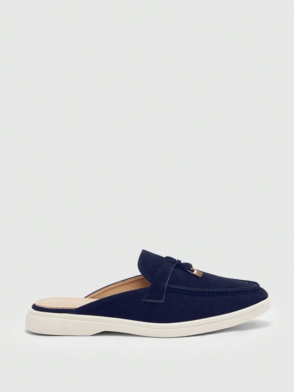 CUCCOO BIZCHIC Women's Flat Plain Color Metal Decor Simple Casual Loafers For Christmas Spring Shoes