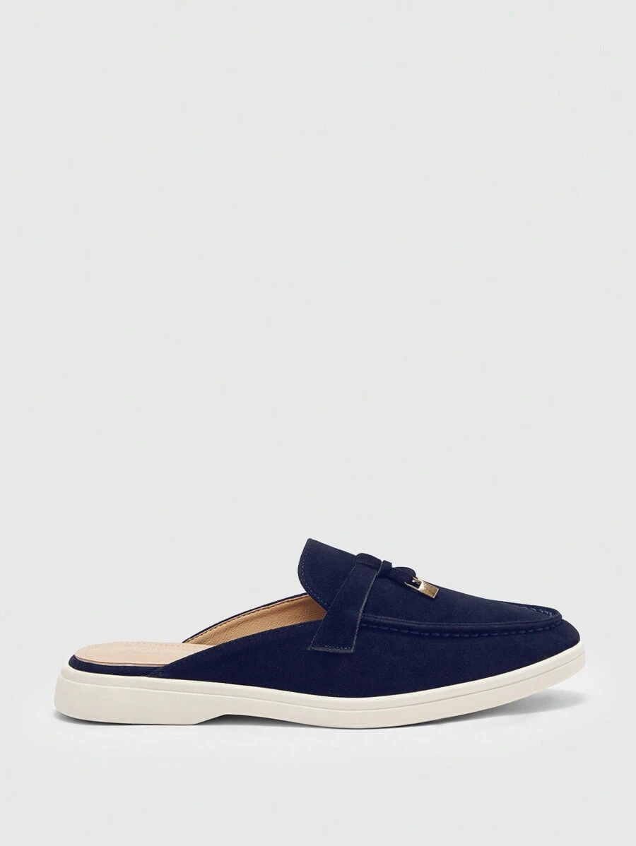 CUCCOO BIZCHIC 女式平底纯色金属装饰简约休闲乐福鞋 - 霧霾藍 - 查看 1