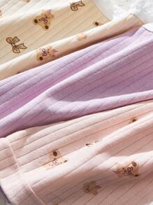 4pcs/Pack Tween Girl Cute Bear & Bow Pattern Comfortable Briefs - Multicolor - View 3