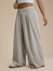 Forever 21 Pantalon décontracté unicolore grande taille, mode minimaliste pour un port quotidien - Nude - Voir 4