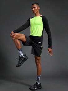 Manfinity Sport Corelite Men's Solid Color Patchwork Lace-Up Pocket Simple Casual Sports Shorts