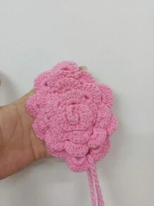SHEIN Swim 钩针编织 3D 花朵比基尼套装（带粉色罩衫）女式夏季 - 粉色 - 查看 7