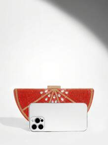 SHEIN BAE Women's Luxury Fashion Diamond Orange Evening Clutch Bag - Orange - View 8