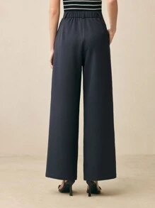 BizChic 灰色阔腿办公室女士裤，女士春夏阔腿裤 - 深灰色 - 查看 2