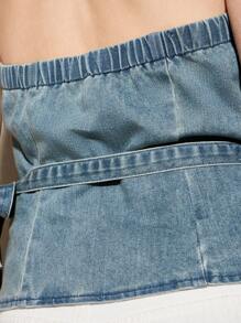 AiiRZ 西部风露背牛仔上衣 - 藍色 - 查看 7