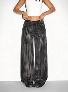 Jeanoix 女式宽松口袋阔腿休闲牛仔裤