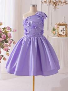 SHEIN Leap Crew Tween Girls 蝴蝶结点缀衬衫和裙子 2 件套 - 紫色 - 查看 10