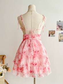 Soleia 春季花卉扎染印花编织女士度假连衣裙、情人节、生日连衣裙 - 彩色 - 查看 2