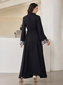 Al Najma 女士纯色拼布长袖休闲长袍连衣裙