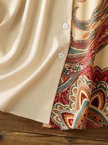 Lacomfia Koszula damska z długim rękawem i guzikami w dużym rozmiarze, z nadrukiem botanicznym