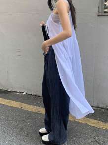DAZY Pantalones vaqueros de cintura elástica, con pernera ancha y corte holgado, para todas las estaciones
