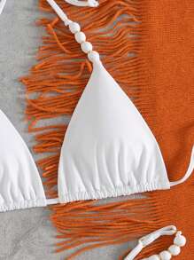 SHEIN Swim 女士纯色吊带胸罩 + 内裤比基尼套装泳装套装，简约时尚，适合日常休闲穿着，适合夏季海滩度假