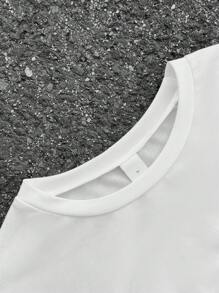 SHEIN 2pcs Set For Teen Boy:Camo Cross & Sanskrit Letter Print T-Shirt & Casual Pants,White,Summer,Street Life Casual Graphic Street Fashion Outfit - White - View 5