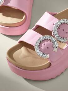 Solecia Women's Platform Slip On Slide Sandals, Minimalist Casual Everyday Wear