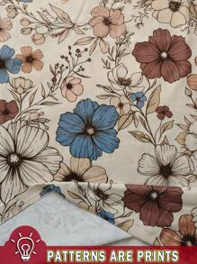 EMERY ROSE Plus Size Women Vintage Floral Print Loose Crew Neck Long Sleeve T-Shirt, Casual Autumn Winter