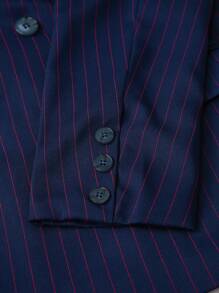 Calvornis Manfinity Bizformal 男士翻领双排扣西装外套和长裤两件套西装套装，男士西装，男士休闲西装，男士正装西装 - 藏蓝色 - 查看 7