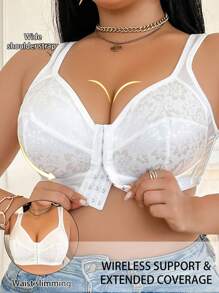 1 件大码前钩无钢圈文胸 - 白色 - 查看 3