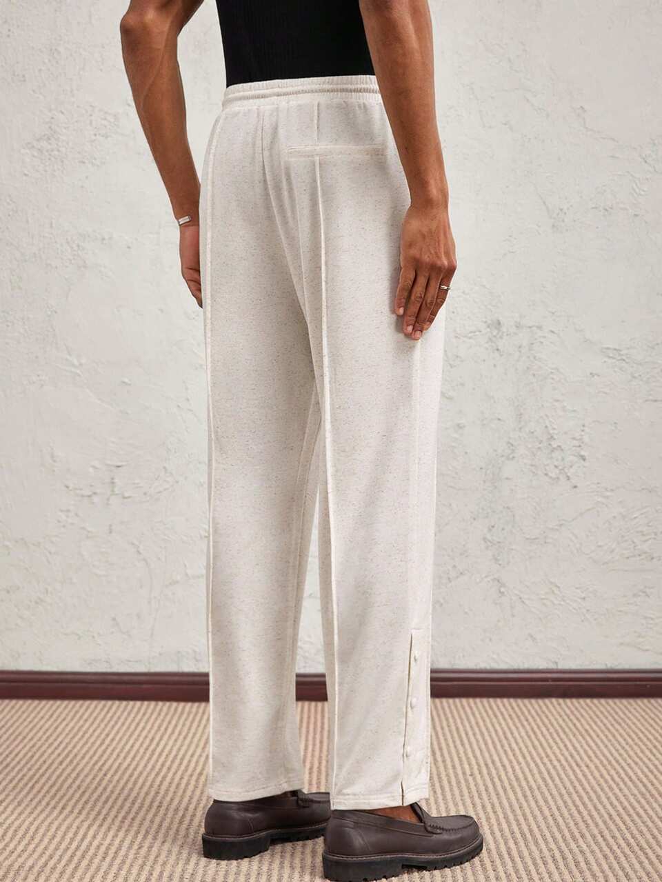 Men's Casual Elastic Waist Straight Leg Pants, Suitable For Daily Wear