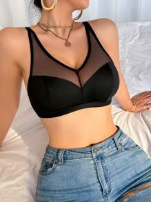 SHAPORA حمالة صدر سوداء خفيفة لا سلك متناهية البساطة - الأسود - مشاهدة 4