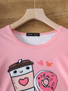 Tween Girl 甜甜圈图案圆领睡衣套装 - 彩色 - 查看 7