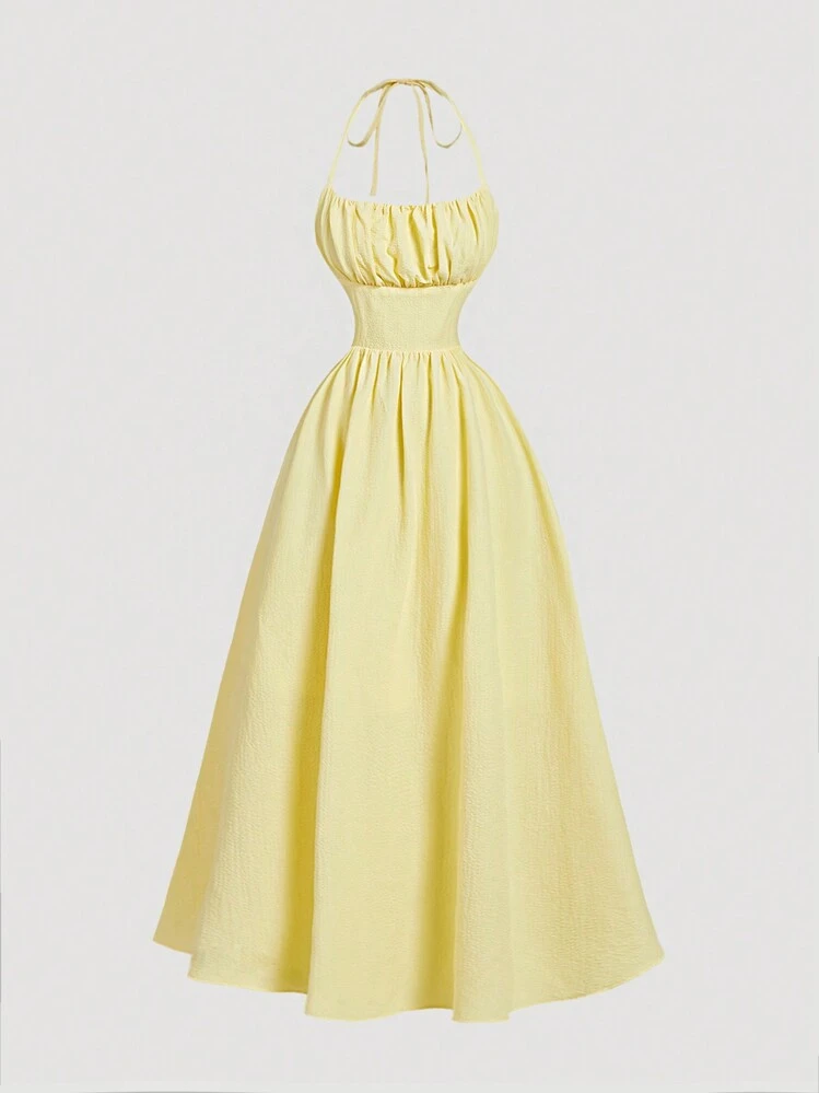 SHEIN MOD Romantic Maxi Backless Bowknot Yellow Dress, Summer Tops,Vacation  Outfits Woman,Western Wear Women,Tea Party Outfit,Beach Vacation Outfits,Pastel  Dresses For Women,Party , Holidays, Birthday,Festival,Wedding Garden Party  Dresses Floral Formal ...