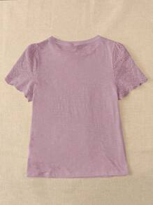 Rusticease Women's Schiffy Sleeve Solid Color T-Shirt - Dusty Purple - View 2