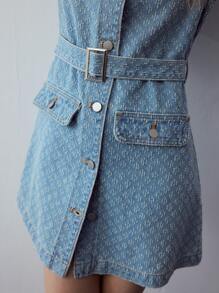 MOTF STUDIO BUTTON FRONT DENIM DRESS - Light Wash - View 4