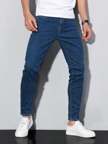 Manfinity Homme Men's Pocket Slim Casual Versatile Jeans - Medium Wash - View 3