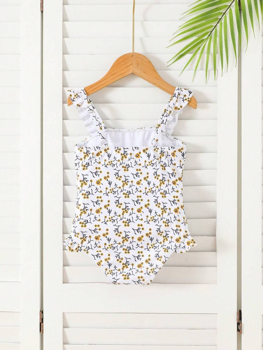 SHEIN 1 bộ đồ bơi có dây đeo có thể điều chỉnh họa tiết hoa dễ thương cho bé gái, đồ bơi một mảnh dễ thương để bơi lội, spa, đi nghỉ - Nhiều màu - Xem 1