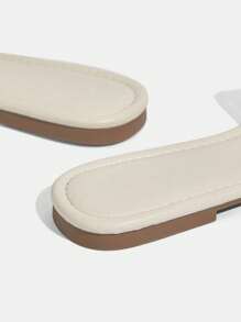 CUCCOO TILAWA Dép lê và sandal đế bằng thêu giả ngọc trai bằng lưới, thoáng khí, thoải mái, thanh lịch, đa năng dành cho nữ, thích hợp cho dịp Giáng sinh. - Màu be - Xem 5