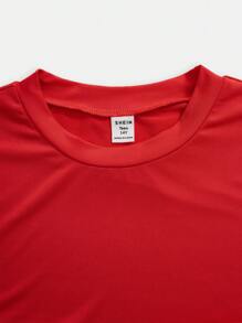 Teens Girl Valentine's Day Contrast Heart Print Dress - Red - View 3