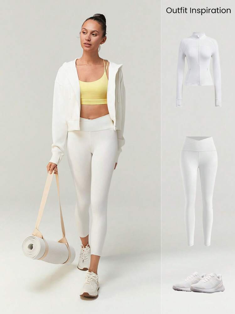 GLOWMODE FeatherFit™ 系带后背运动胸罩 红色背心 低冲击瑜伽日常 - French Vanilla - 查看 7