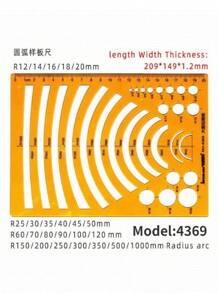 模板测量尺圆形椭圆尺 K 树脂绘图设计家具建筑师模板绘图尺 - 薑色 - 查看 22