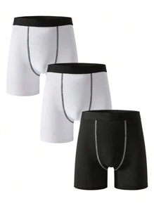 Manfinity Underwear&Sleepwear Basics 3pcs/Pack Men's Simple Contrast Stitching Briefs - Multicolor - View 2