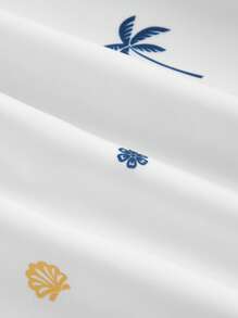 SHEIN MOD 女式休闲热带印花修身吊带收腰喇叭下摆细肩带连衣裙，波西米亚风，浪漫，春季，节日，热带，优雅，度假，飘逸，茶会，端庄，花卉服装女装 - 白色 - 查看 4