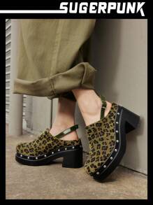 Sugerpunk Women's Fashion Black Backstrap Wooden Clog Platform Slingback Shoes Spring Shoes Spring Break Easter Prom Heels - Green - View 2