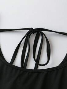 Breezaya Leopard Print Patchwork 3-Tier Flared Ruffle Short Dress, Work & Vacation Style For Women