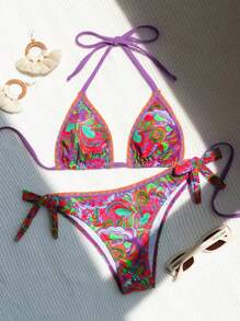 Swim Vcay Bộ bikini cổ yếm in hoa cho nữ đi nghỉ mát mùa hè ở bãi biển - Nhiều màu - Xem 4