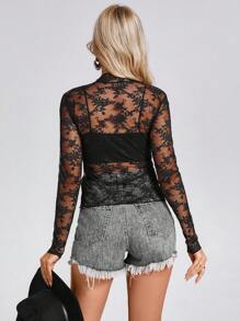 Wildy Summer Black Mesh Sheer Lace Country Western Music Festival Blouse For Women Western For Women Concert Women Hippie Western For Women Rave