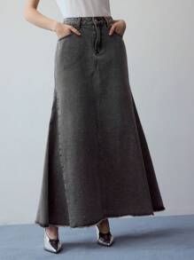 MOTF STUDIO STRASS DETAIL DENIM ROK MET VOOROVERGESNEDEN SNIJDEN
