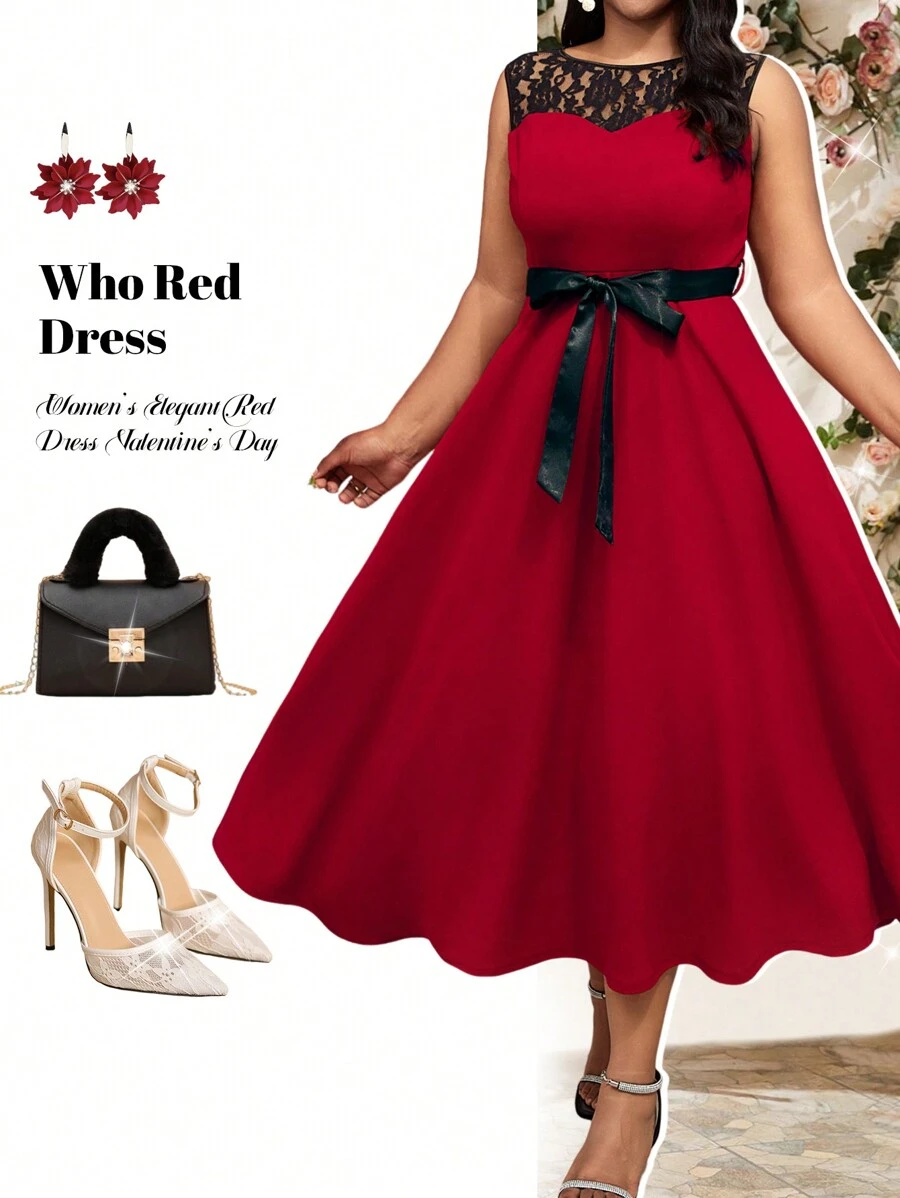 SHEIN Lady Christmas Party Dress Plus Size Dresses