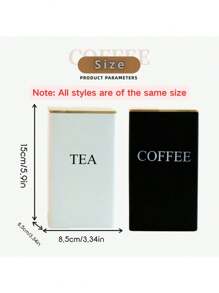 SHEIN Set de 3 botes cuadrados de metal con tapas de madera/hierro - Té, azúcar, café