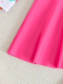 Girls 2pcs Bikini Set, Suspender Crop Top With Cute Donut Pattern Zipper & Printed Pants, Splicing Design - Multicolor - View 7