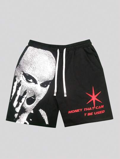 Street Life Pantaloncini da uomo con stampa grafica di ritratti d'epoca lavati