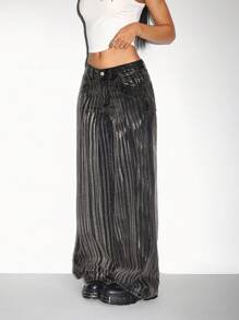 Jeanoix 女式宽松口袋阔腿休闲牛仔裤