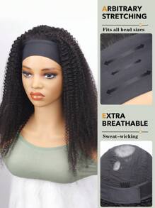 Afro Kinky Curly Headband Wigs Human Hair Wear&Go Jerry Curly Human Hair Wig With Head Band Machine Made For Woman Affordable Natural Black Color - SNatural - View 3