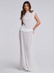 SHEIN BAE Women's Spring And Summer Daily Western Music Festival Wear Apricot See-Through Lace One-Shoulder Slim-Fitting Going Out Top, Daily Wear - White - View 1