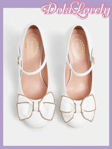 Dola Lovely Women's Black & White Mary Jane Pumps With Classic Vintage Lolita Lace Design