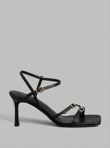 Ontre Women's Fashion Striped Personalized Office Commute High Heel Sandals Spring Shoes Spring Break Easter Prom Heels For Christmas - Black - View 1