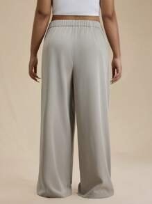 Forever 21 Pantalon décontracté unicolore grande taille, mode minimaliste pour un port quotidien - Nude - Voir 6